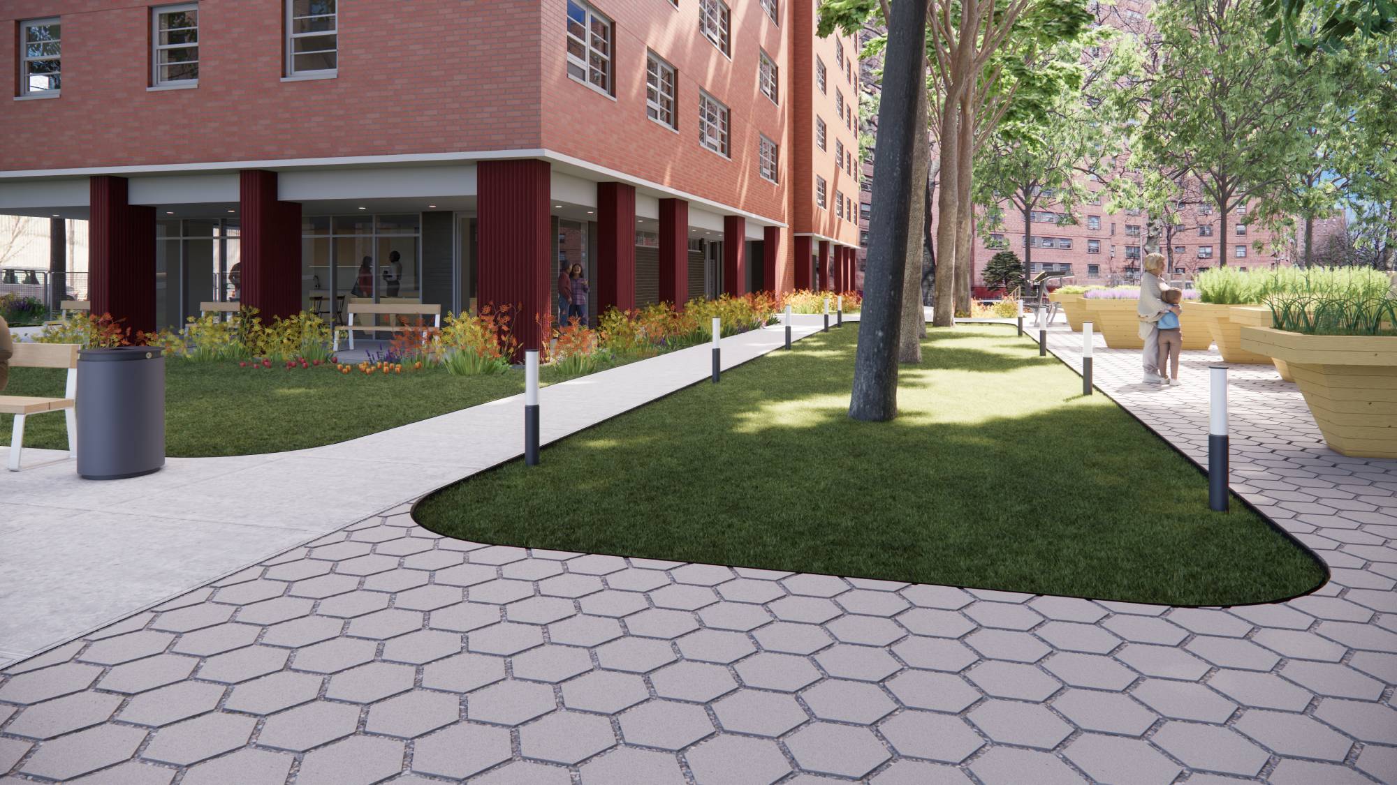Render of Patio Trasero del Edificio 11